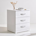 Orevico modern gray three-drawer nightstand with sleek design, featuring a smooth surface and minimalist style for bedroom decor.